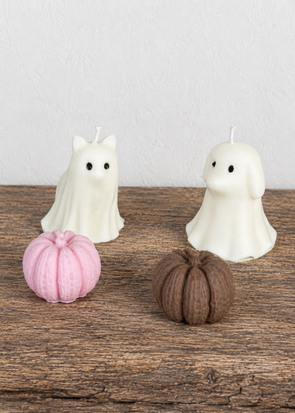 Fantasmas que dejan huella de perro y gato y calabazas halloween otoño Dulfuret