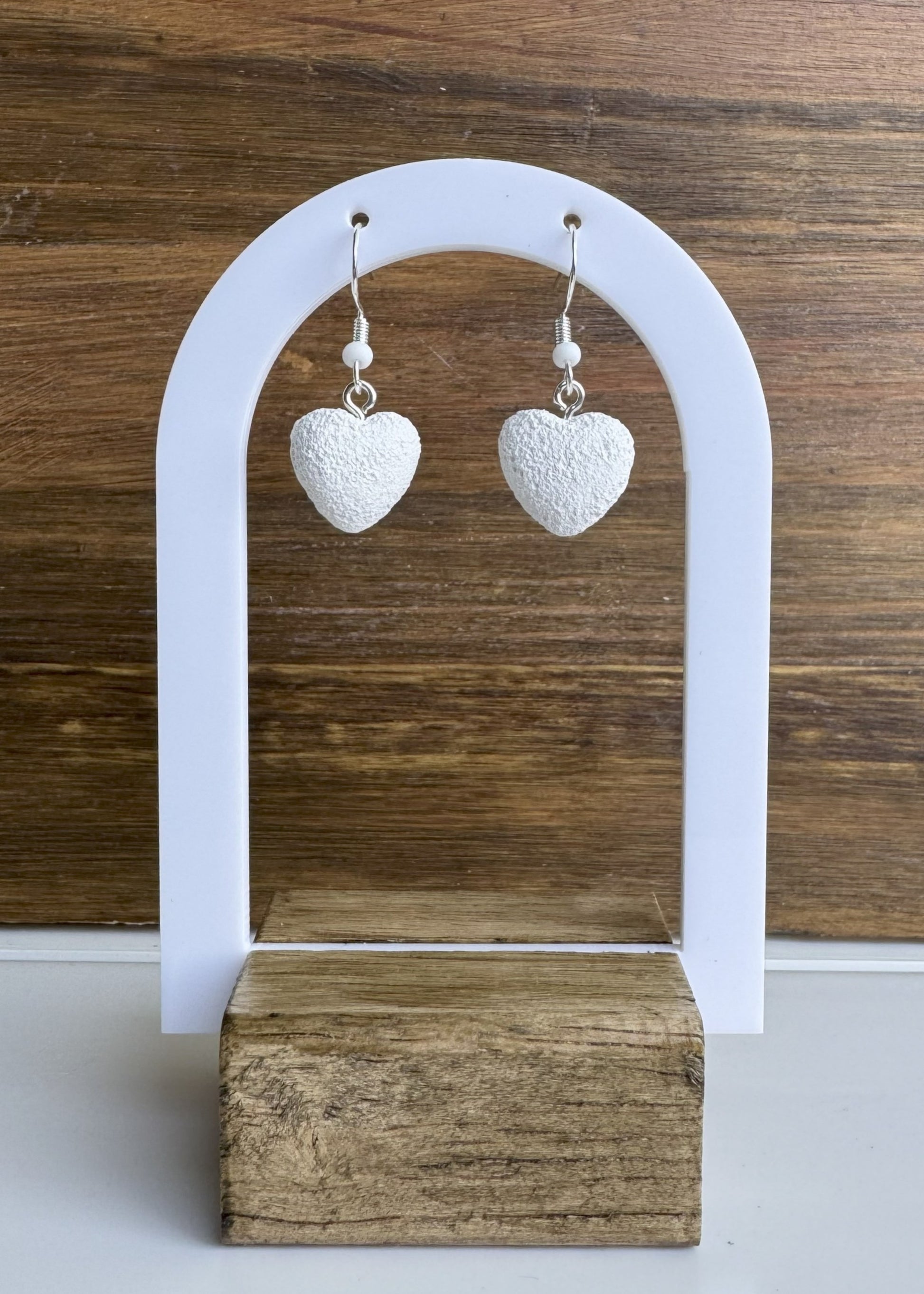 Par de Pendientes Corazón color Blanco vista frontal | Pendiente Corazón | Dulfuret