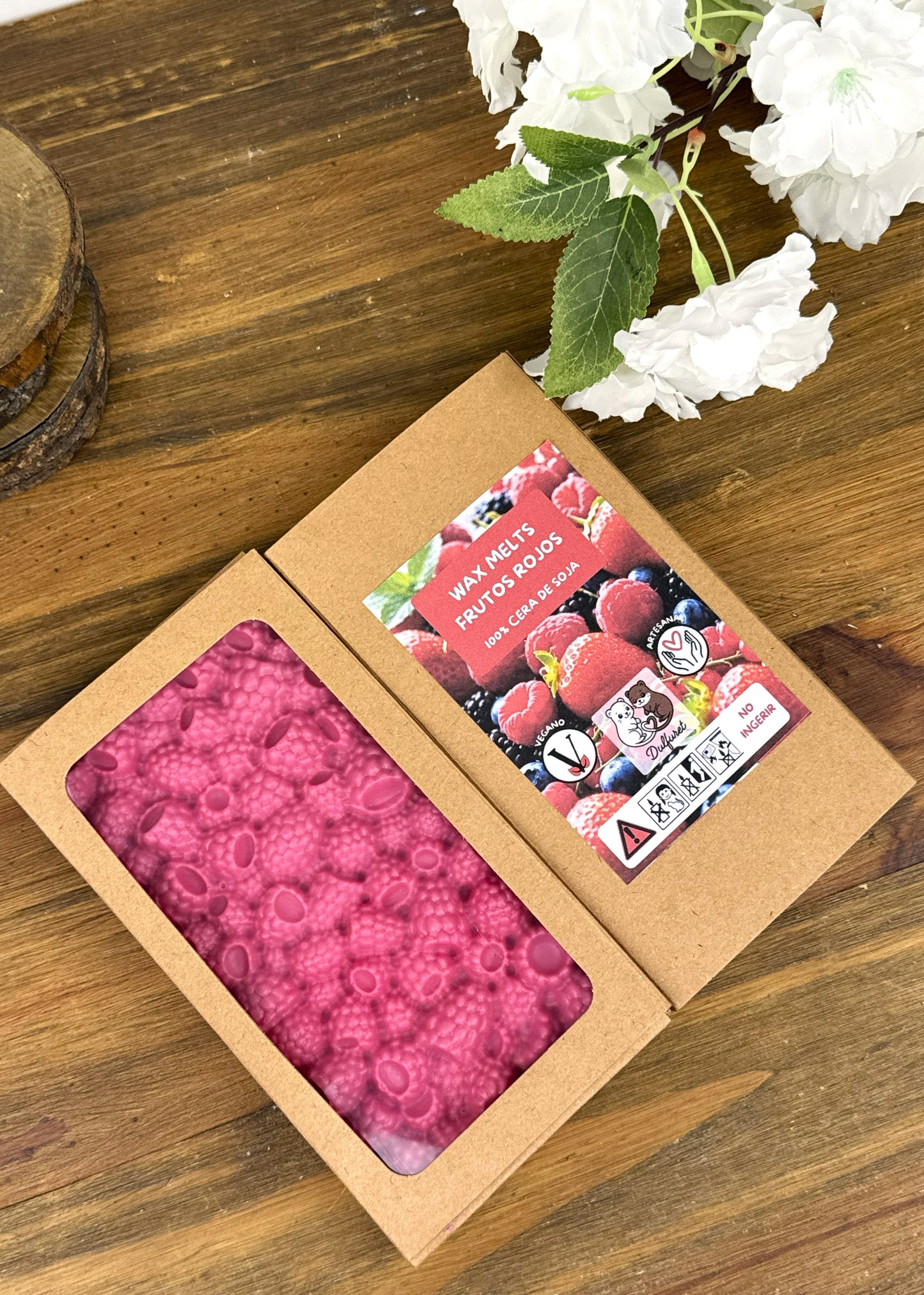 Tableta Wax Melt Frutos Rojos Vision Frontal y Trasera Dulfuret