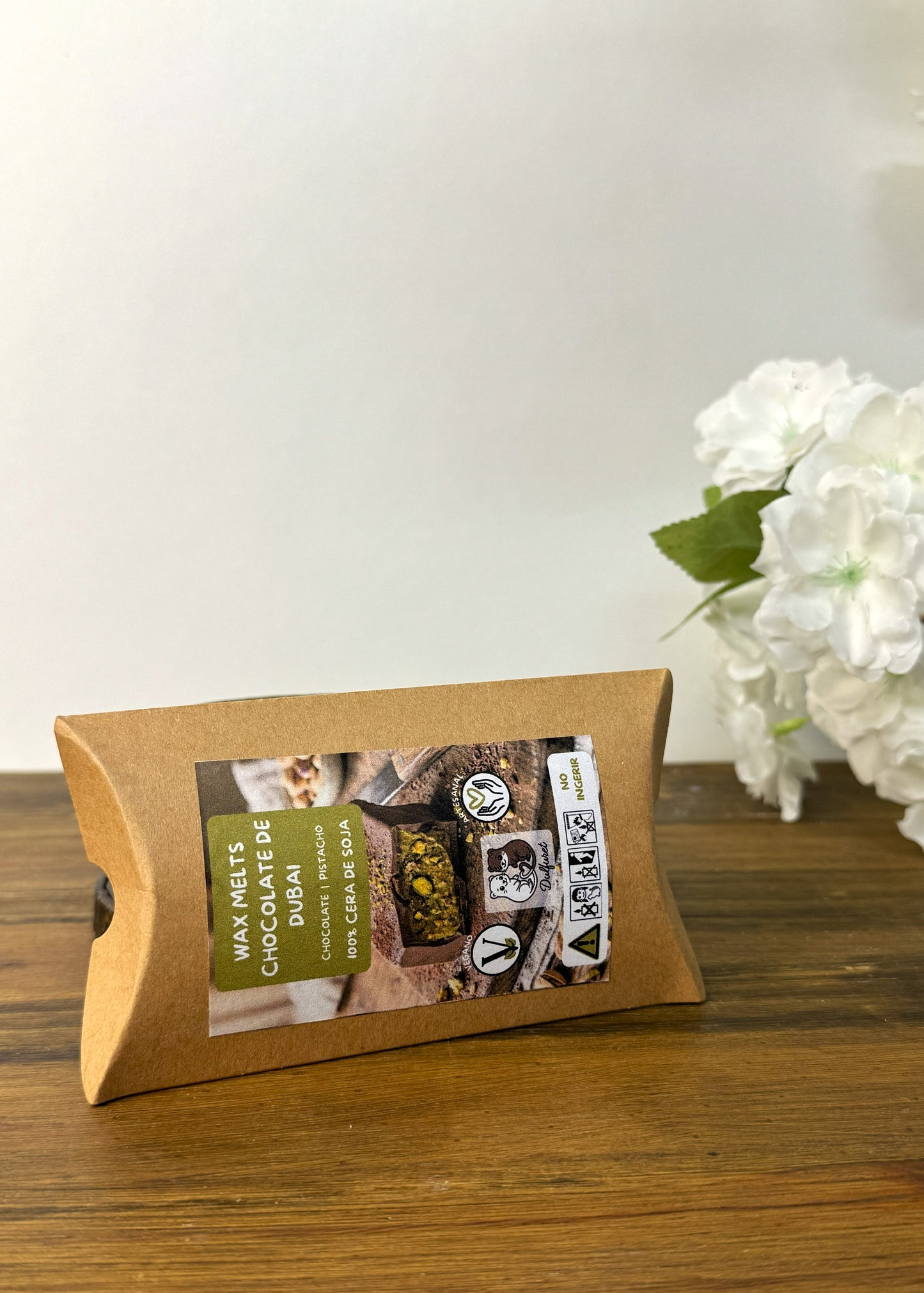 Tableta Wax Melts Chocolate de Dubai Vista trasera Dulfuret